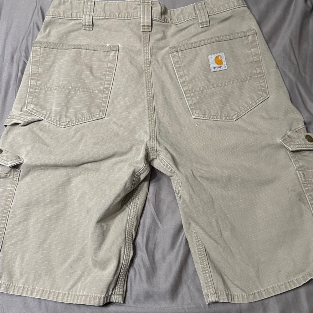 Carhartt Men's Beige Military Drab Cargo Ripstop Shorts Sz 32 Relaxed Fit - Picture 8 of 15